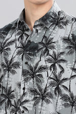 Load image into Gallery viewer, Tropical Grey Palm Print Shirt