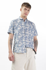 Load image into Gallery viewer, Serene Blue Palm Print Shirt
