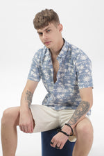 Load image into Gallery viewer, Serene Blue Palm Print Shirt
