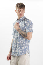 Load image into Gallery viewer, Serene Blue Palm Print Shirt
