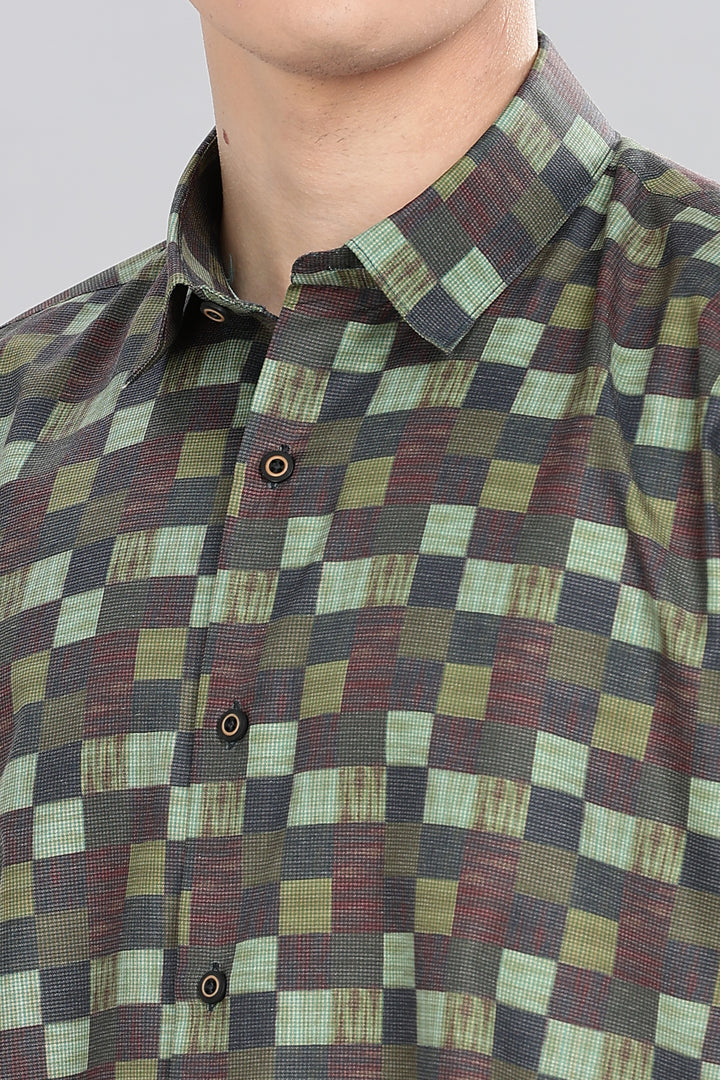 Geometric Checkered Shirt