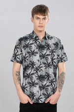 Load image into Gallery viewer, Tropical Grey Palm Print Shirt
