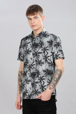 Load image into Gallery viewer, Tropical Grey Palm Print Shirt
