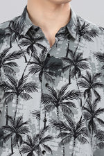Load image into Gallery viewer, Tropical Grey Palm Print Shirt

