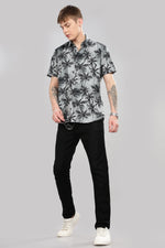 Load image into Gallery viewer, Tropical Grey Palm Print Shirt
