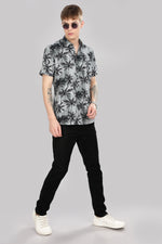 Load image into Gallery viewer, Tropical Grey Palm Print Shirt
