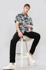 Load image into Gallery viewer, Tropical Grey Palm Print Shirt
