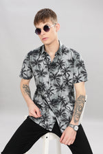 Load image into Gallery viewer, Tropical Grey Palm Print Shirt
