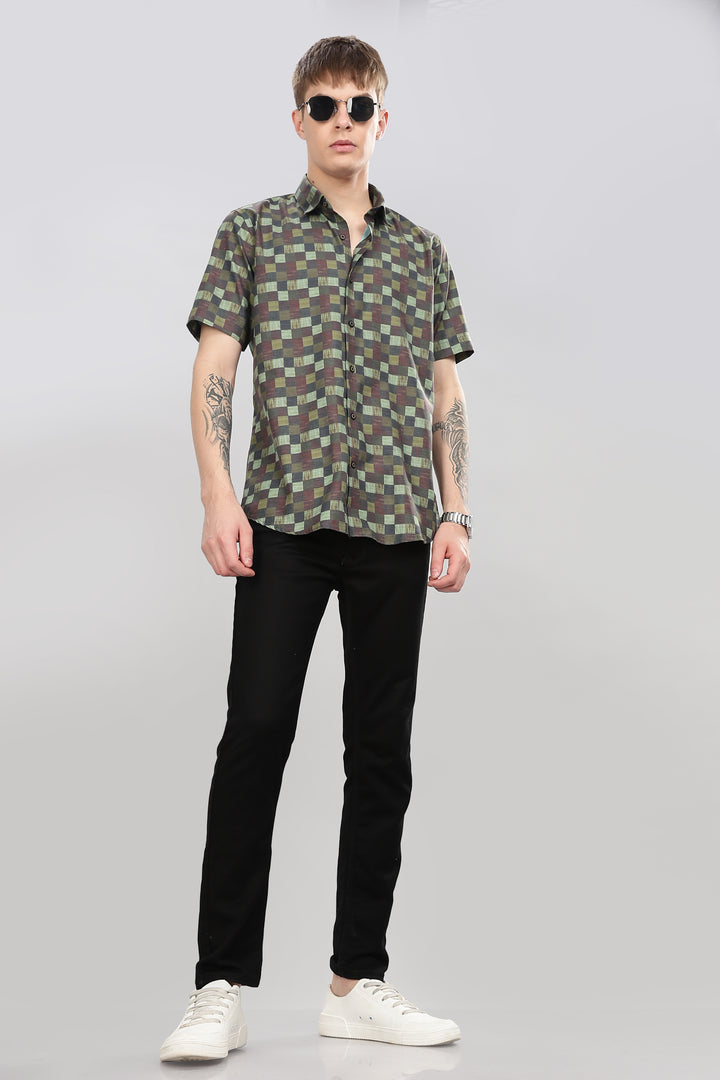 Geometric Checkered Shirt