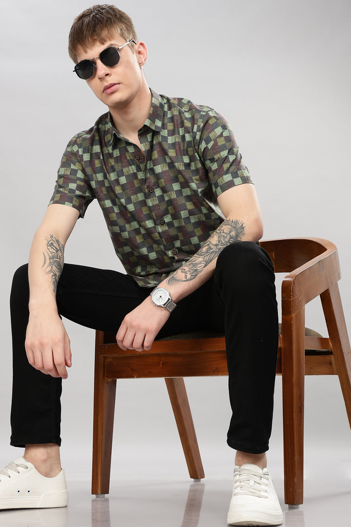 Geometric Checkered Shirt